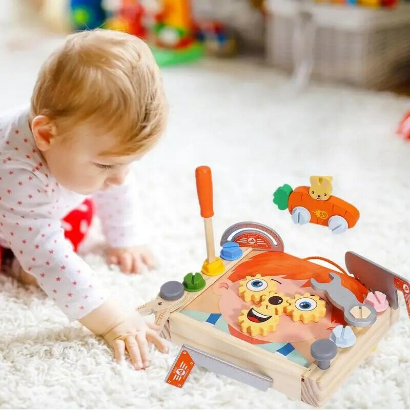 Деревянный ящик для инструментов игрушечный набор Монтессори обучающая игра строительные строители инструмент развивающая игрушка для детей