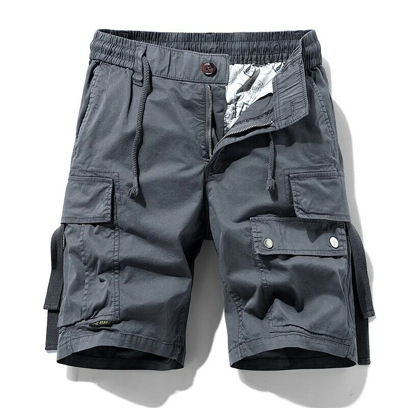 Summer New Men Cargo Multi Pocket Shorts Mens Solid Casual Cotton Beach Shorts Mens Spring Pants Jogger Shorts Male Dropshipping