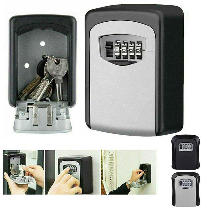 収納ボックスとキー付きのスマートパスワード,コンビネーションキー,壁掛け,屋外キー用,4桁