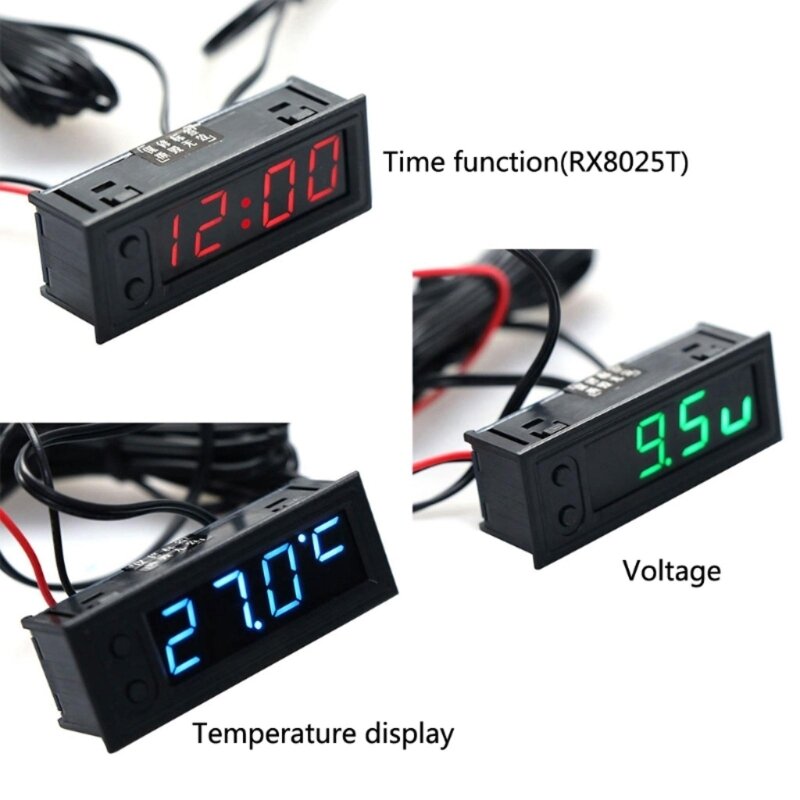 3-in-1 Multifunction Luminous Car Clock Thermometer Meter