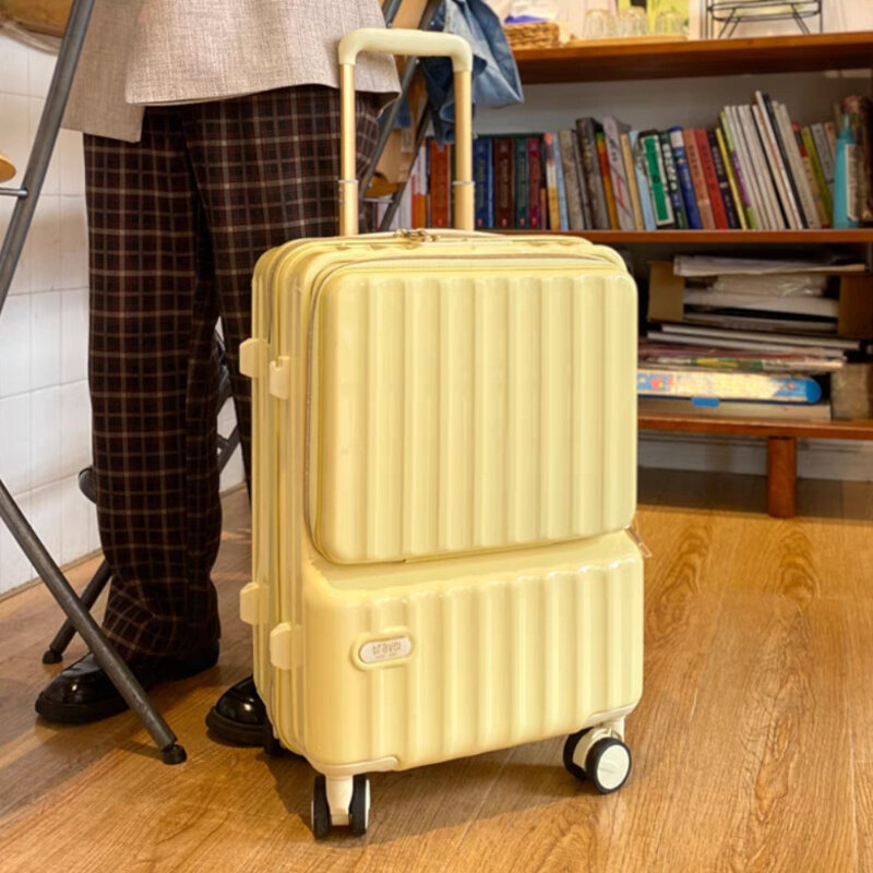 Новый чемодан на колесиках для путешествий, легкий чемодан с открытым спереди, чемодан большой емкости, гибкий универсальный чемодан на колесиках