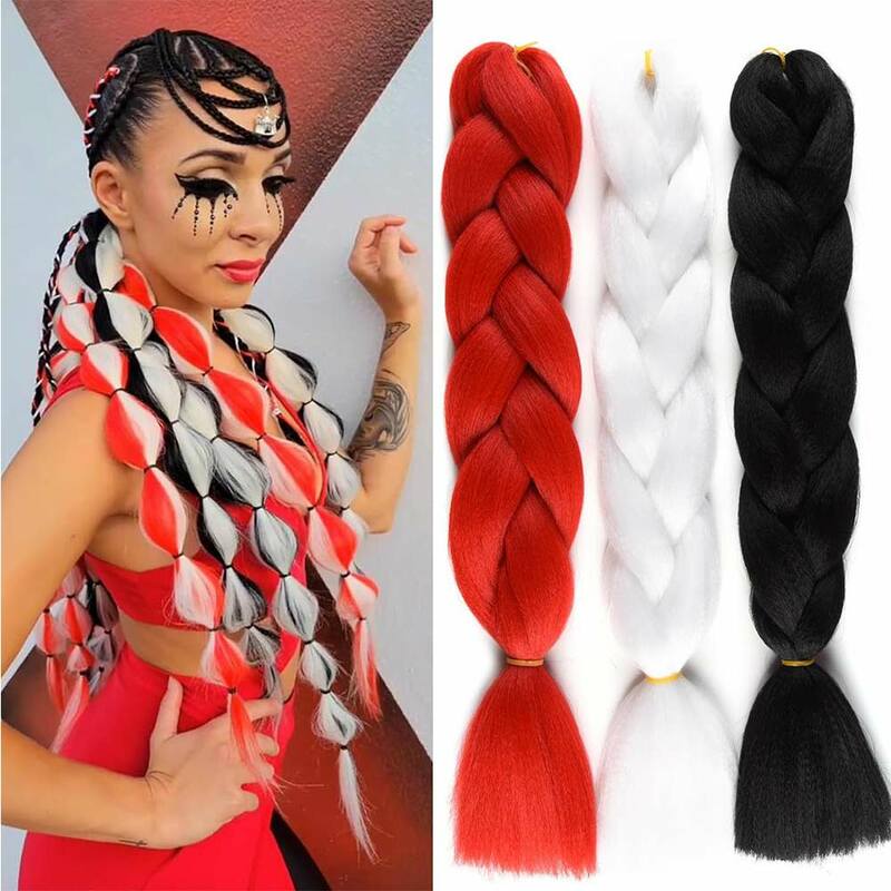 Lihui Synthetic Braiding Hair Pre Stretched Jumbo Braid Hair Extensions 24 inch  Kanekalon Hair For African Braids 100g