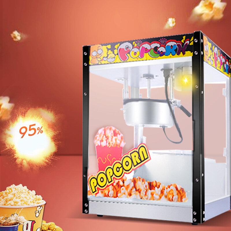 Macchina per Popcorn completamente automatica elettrica commerciale nera Desktop Flat Top alto tasso di esplosione