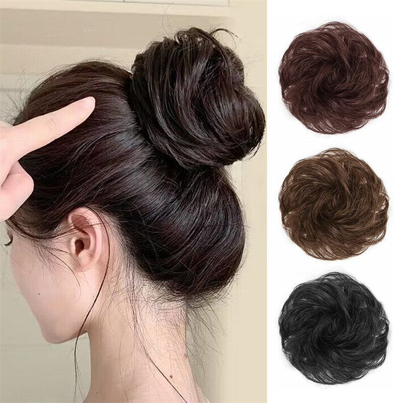 Synthetic Curly Straight Hair Messy Buns Female Hair Rings Fluffy Hair Pans Invisible Natural Seamless Donut Chignon Accessories