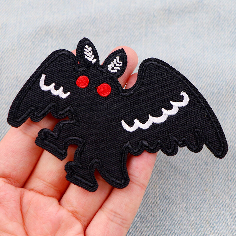 Black Moth Embroidered Magic Patch For Clothing T-shirt Bag Cute Patches On Clothes DIY Badges On Backpack