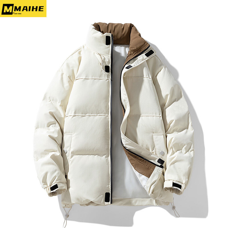 2023 nowa męska kurtka zimowa Maillard w stylu retro pogrubiona puchowa kurtka bawełniana koreańska wersja wiatroszczelnej kurtki narciarskiej z wysokim kołnierzem