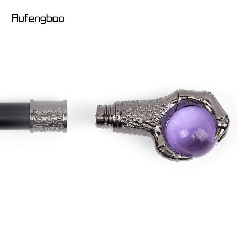 Agarre de garra de dragón, bola de cristal púrpura claro, bastón plateado para caminar, bastón decorativo de moda, perilla de bastón de Cosplay, Crosier 93cm