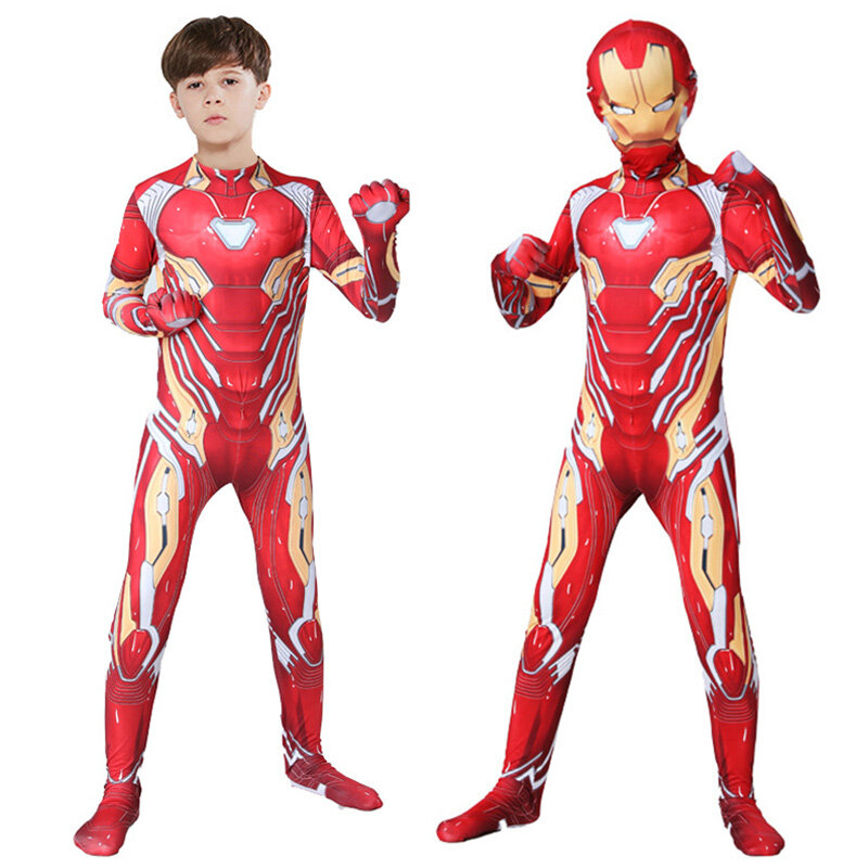 Wunder Iron Man Cosplay Kostüm Kinder Bodysuit Overall der Rächer Superheld Halloween Karneval Party Cosplay Kostüm für Kind