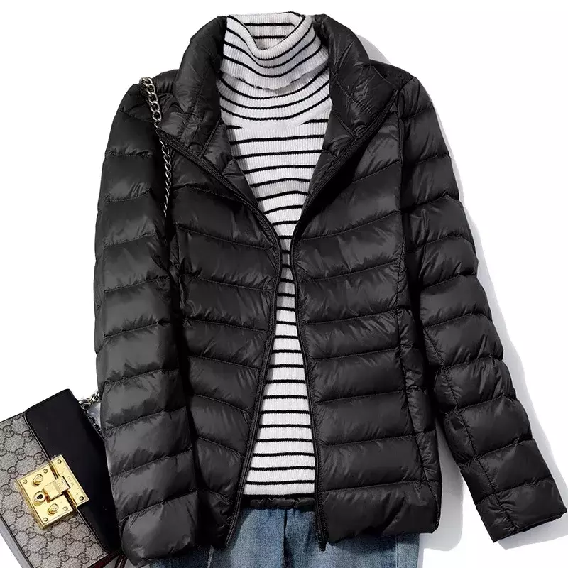 여성용 짧은 초경량 패커블 퍼퍼 코트, 여성 다운, 따뜻한 한국 슬림핏 파카, 5XL, 봄 패션 재킷, 15 색