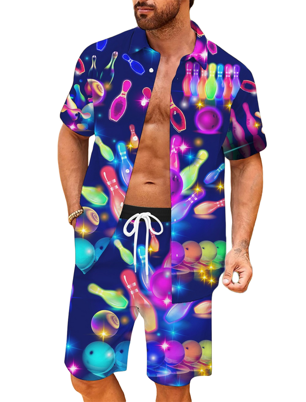 Camicia casual da uomo stampata in 3D di nuova moda estiva + tuta da spiaggia plus size