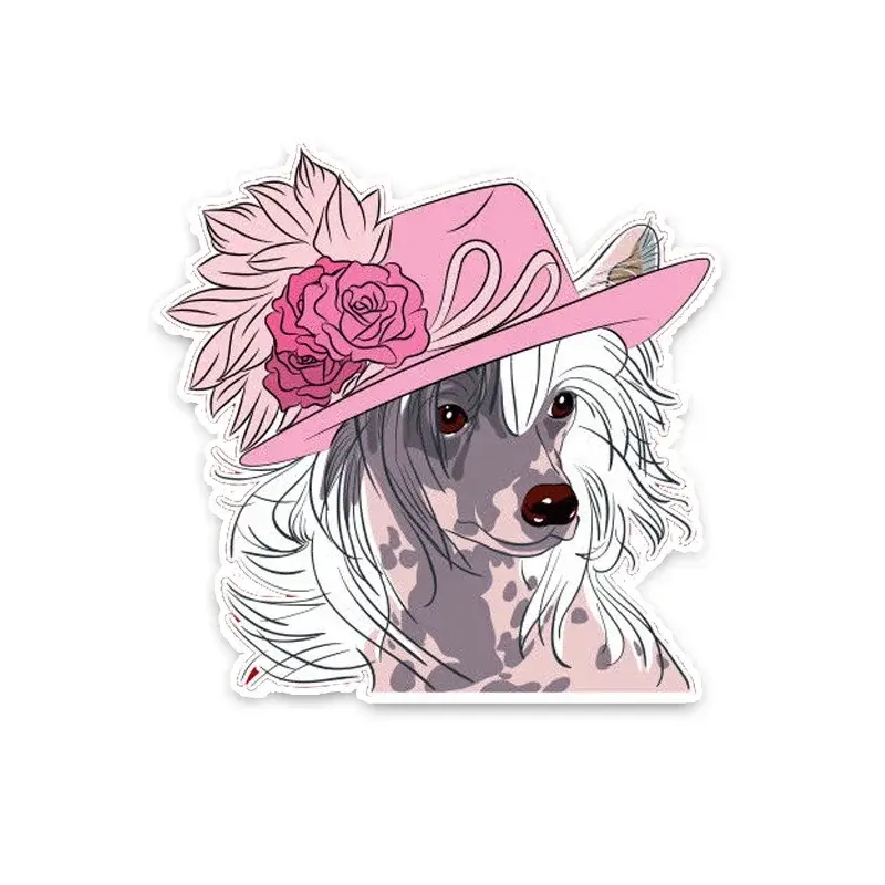 히피 중국 강아지 머리 스티커, 자체 접착 페이퍼 버드 Y 범퍼, 후면 창 방수 장식 스티커