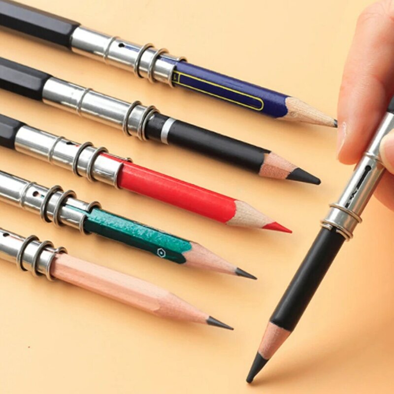 5 pz/set in acciaio inox a doppia estremità in metallo estensore matita multiuso Extender penna Clip astuccio 2 colori opzionale