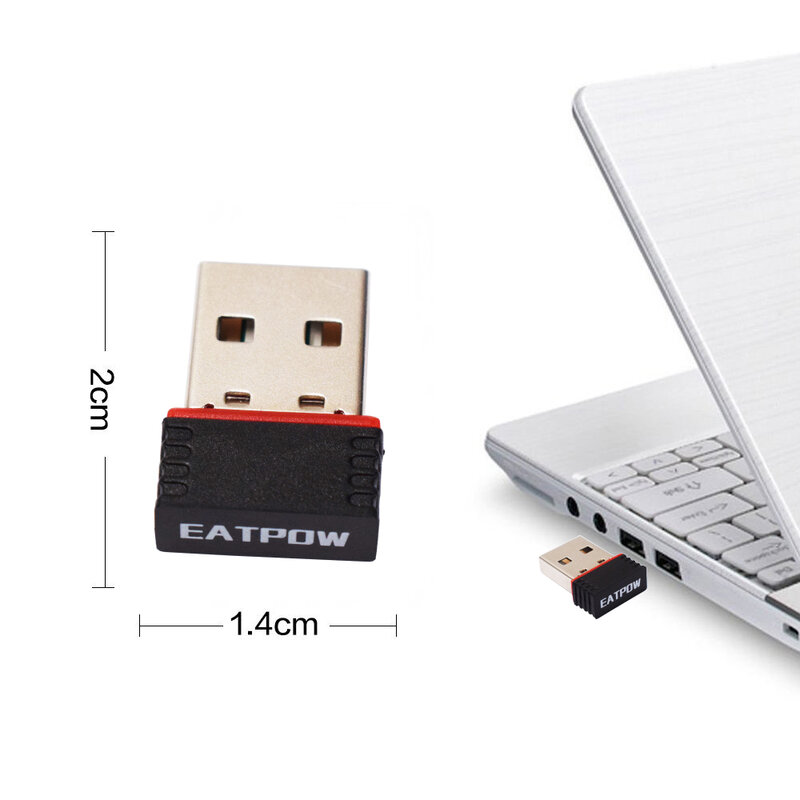 Eatpow-ラップトップ用のwifiアダプター,ワイヤレスドングル,2.4 mbps USB,150 ghz,rtl8188