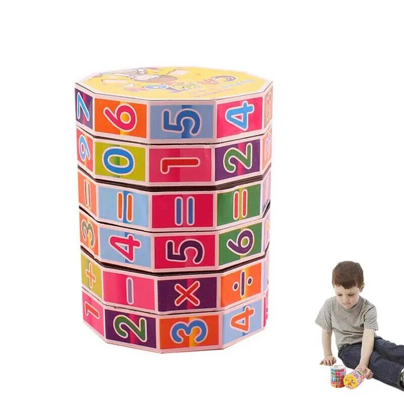 Cube magique mathématique pour enfants, jouets de comptage, puzzles de nombres cylindriques, jeu d'apprentissage pour enfants