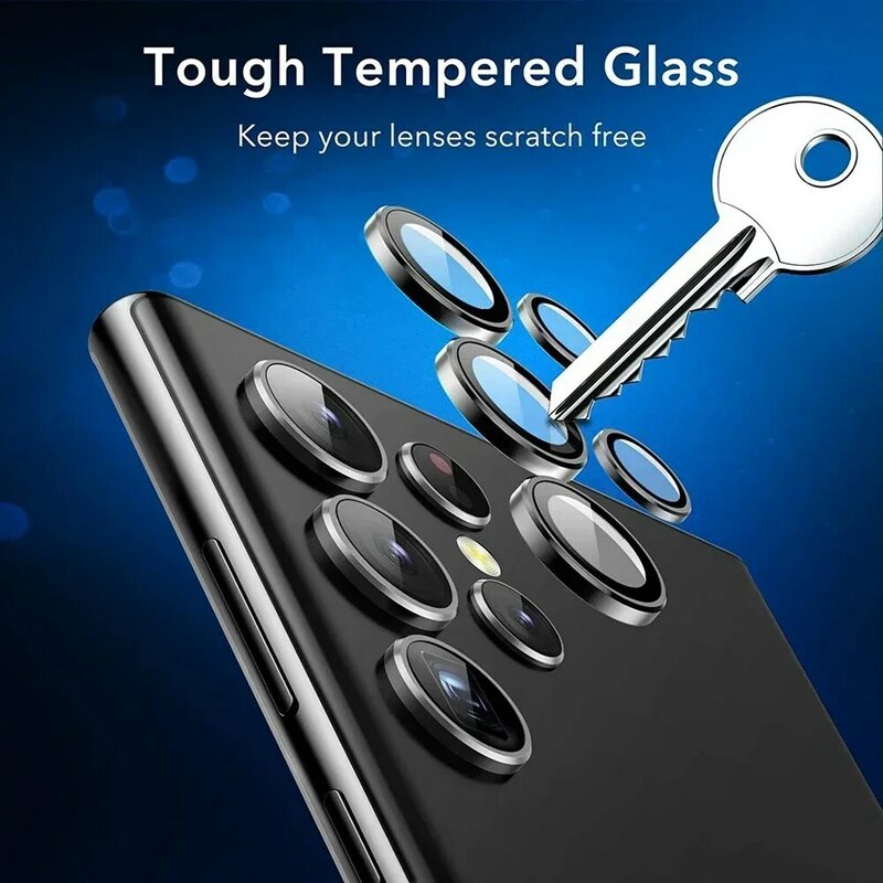 Camera Metal Ring Protector para Samsung Galaxy S23 Ultra, Vidro Temperado De Volta, Lens Film, S23Ultra