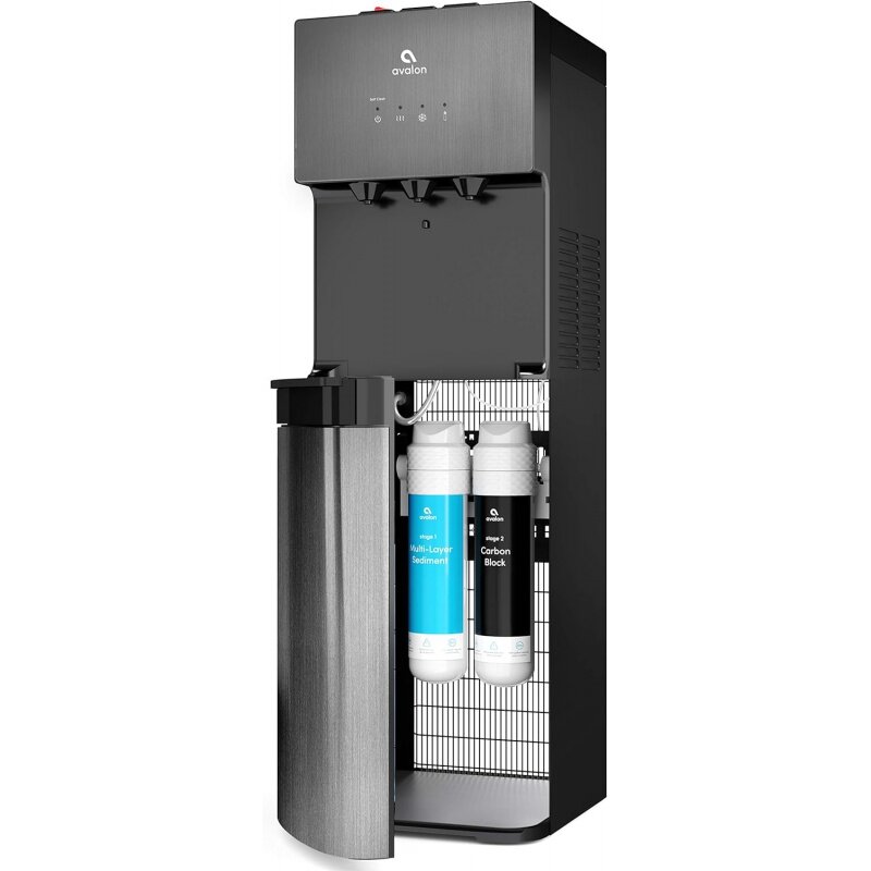 Dispenser di raffreddamento dell'acqua senza bottiglia autopulente Avalon a5blk, filtri certificati UL, NSF, acciaio inossidabile nero, full size