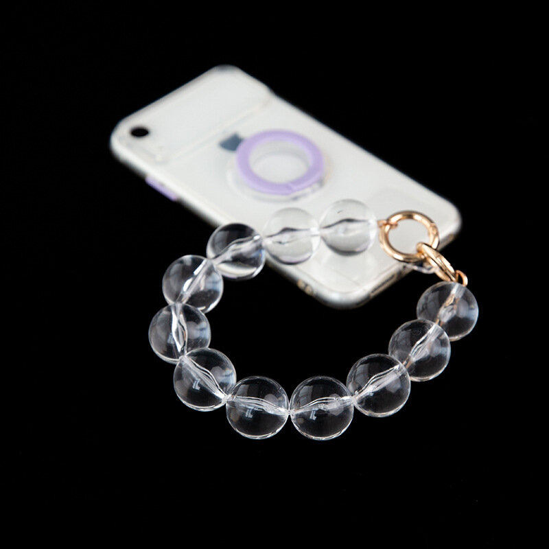 Novo material de alta translúcido acrílico transparente contas saco corrente do grânulo bolsa feminina alça de ombro caso telefone corrente b108