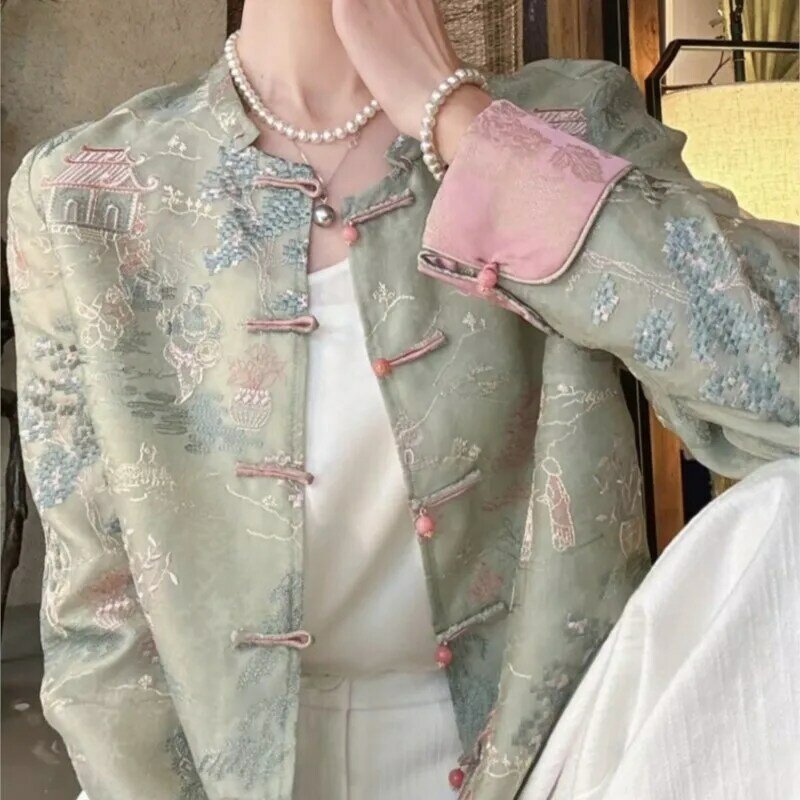 여성 얇은 겉옷 가디건, 가벼운 내셔널 코트, 중국 스타일, 신상