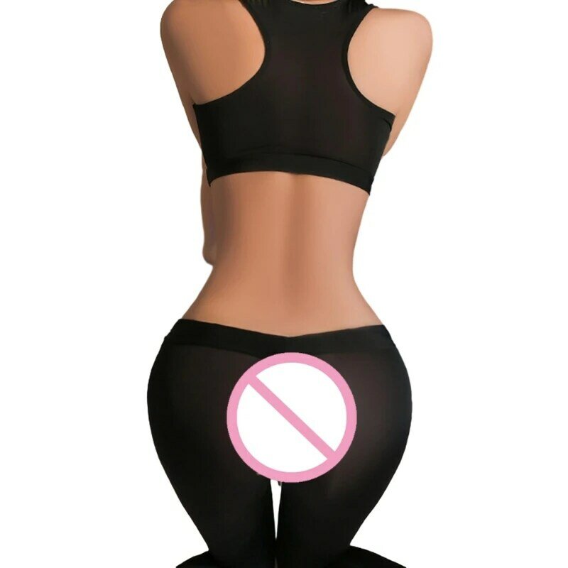 Conjuntos entrenamiento para mujer, camisetas sin mangas con cremallera en entrepierna, cintura leggings yoga,