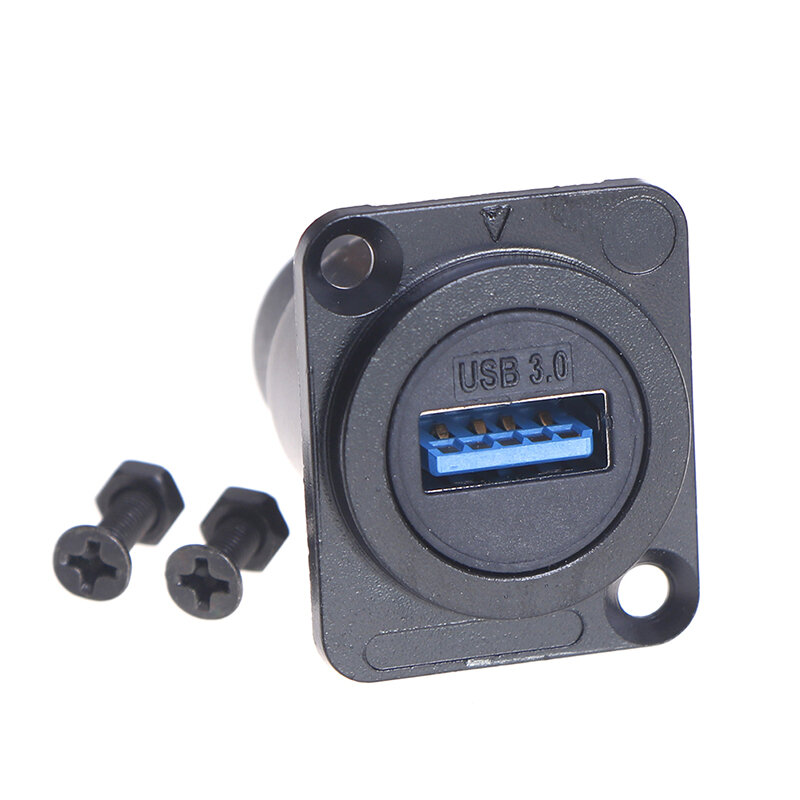 Conector USB 3,0 de doble canal, conector de montaje en Panel, Pvc negro y Metal tipo D, 1 unidad