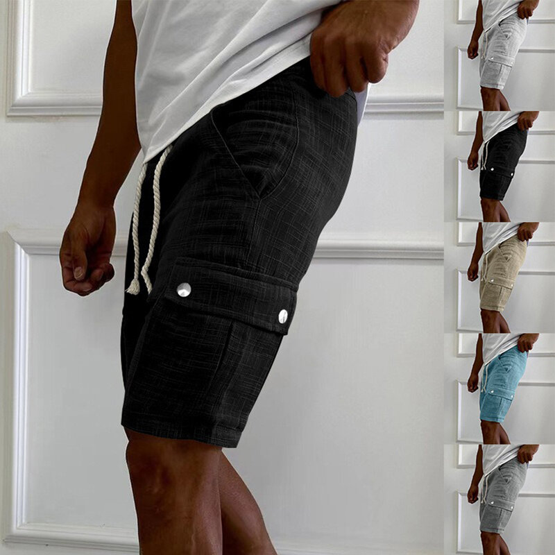Stilvolle brandneue Shorts Sport elastische Taille grau Khaki hellgrau M-3XL Shorts einfarbig Sport schwarz blau