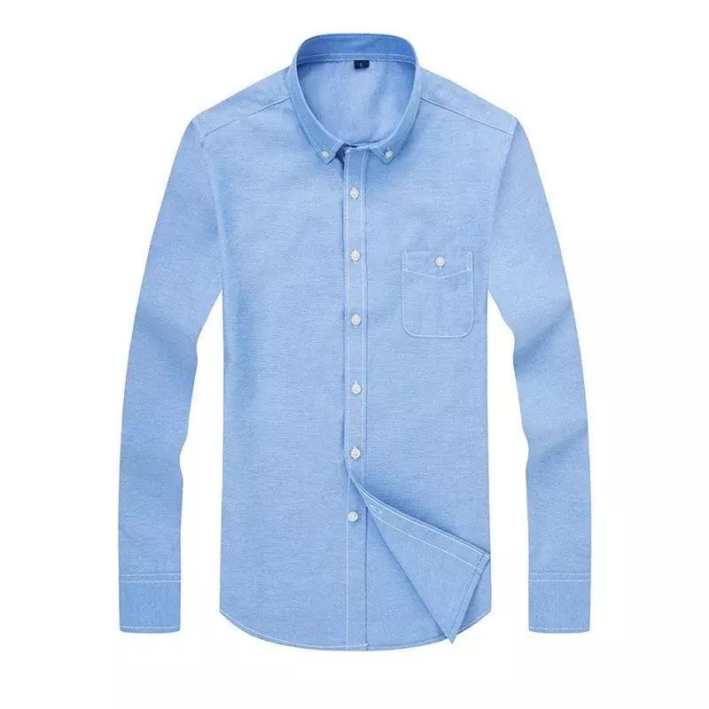 Мужская Повседневная рубашка из ткани «Оксфорд», приталенная рубашка с длинным рукавом, однотонная, на осень, 2024