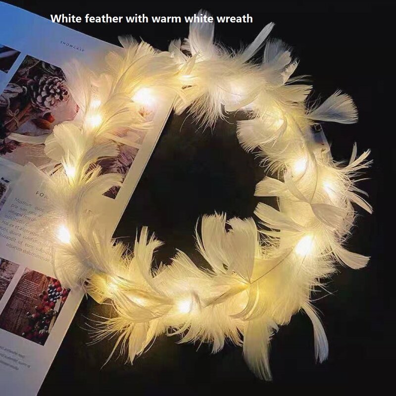 Coroa Flor LED com Pena Luminosa, Anjo Wreath Headbands, Anjo Wreath, Festa Festival de Casamento, Headband, 6Pcs