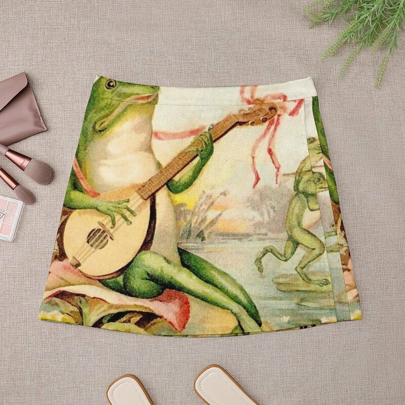 Sapo-Vintage Abstract Entertainment Print Mini saia para mulheres, minissaia social elegante
