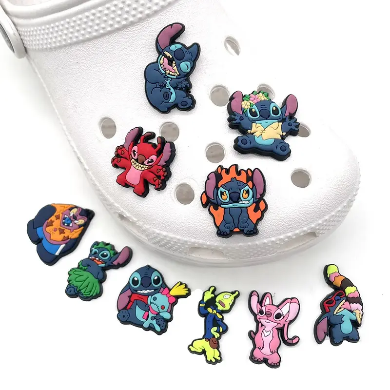 10 pezzi Lilo Stitch Series ciondoli per scarpe per Crocs decorazioni per scarpe fai da te accessori per punto decorazioni sandali decorare regali per bambini
