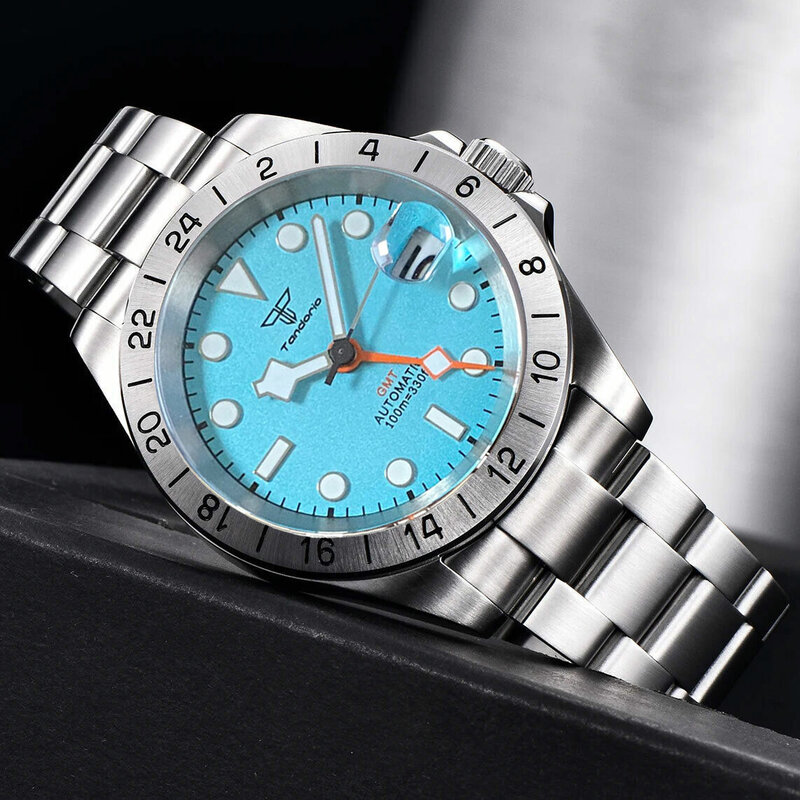 Relógio de mergulho GMT mecânico masculino, moldura de aço, 200m impermeável, Oyster, 904L Band, Master II, 24 horas, S NH34