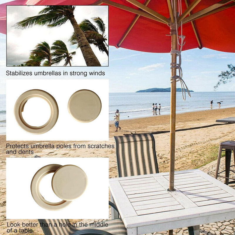 Guarda-chuva Hole Ring Cap Set para pátio, mesa de jardim, guarda-sol, praia ao ar livre, furo Ring Plug and Cap, 2 em