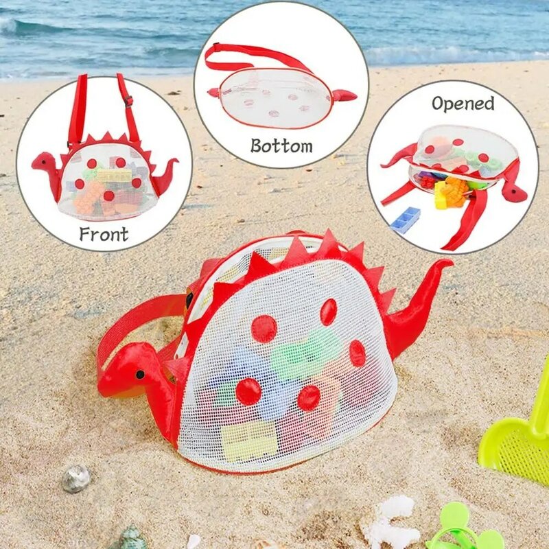 Torba Crossbody na zewnątrz piasek z dala kształt dinozaura dzieci pojemniki torba na zabawki torba na plażę z siatki dzieci torba na ramię