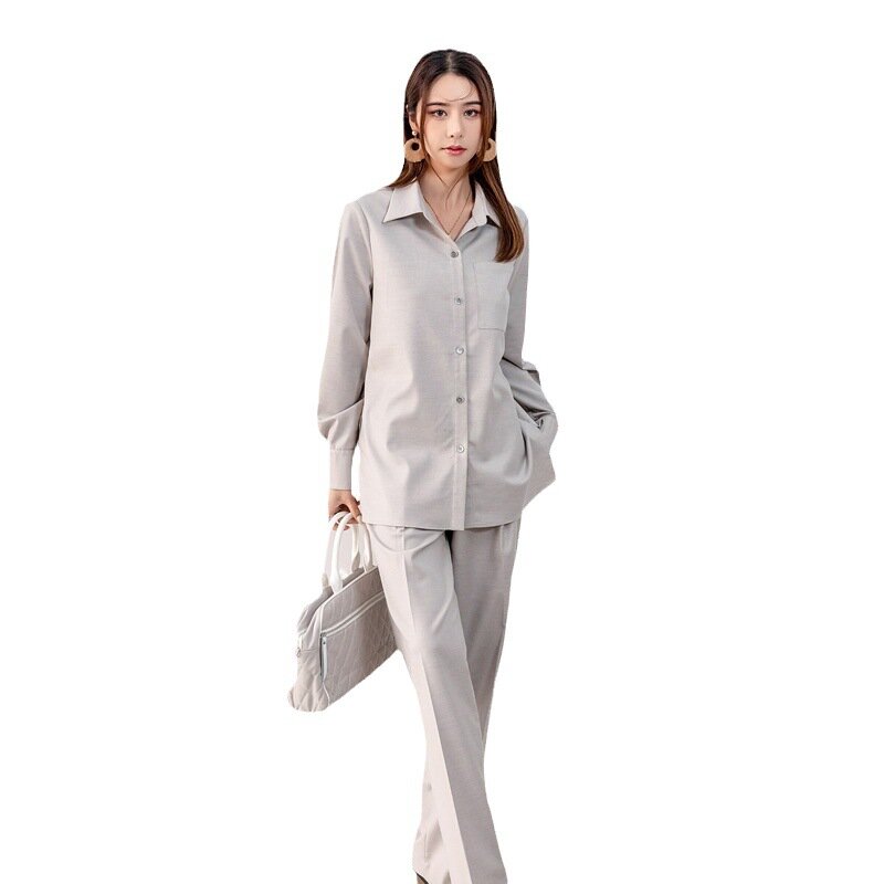 Офисные женские брюки 2023 Модные свободные длинные женские брюки повседневные широкие брюки с высокой талией Большие размеры зеленые Offwhite