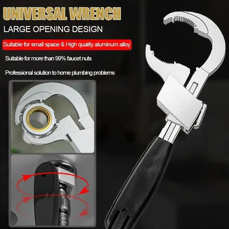Adjustable Wrench Hand Tools 80mm Large Opening Wrench Set Multifunctional Universal Open End Wrench Bathroom Repair Tools
