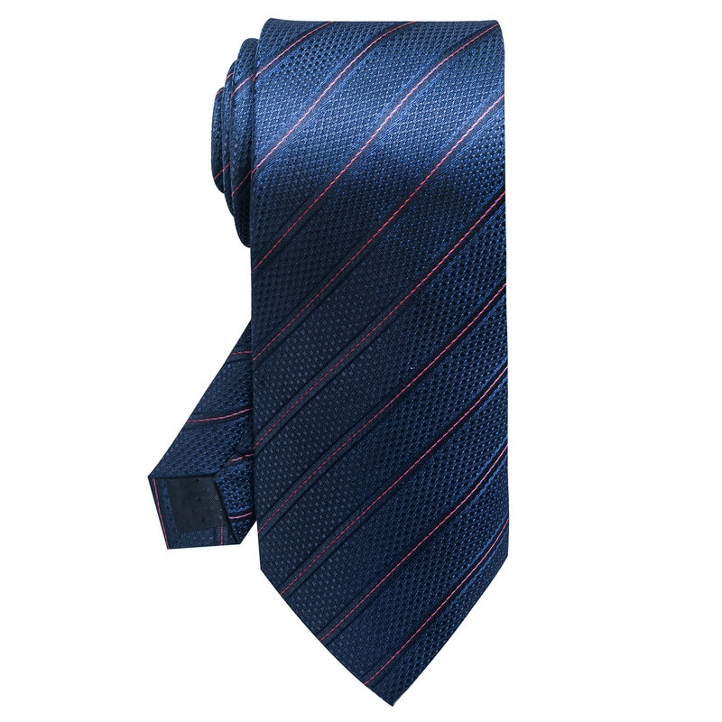 เน็กไทผ้าไหมแบรนด์100% สำหรับผู้ชายขายดี8ซม. เนคไทของผู้ชายผ้าลายทางสีฟ้าอุปกรณ์เสริมเสื้อสำหรับงานแต่งงาน