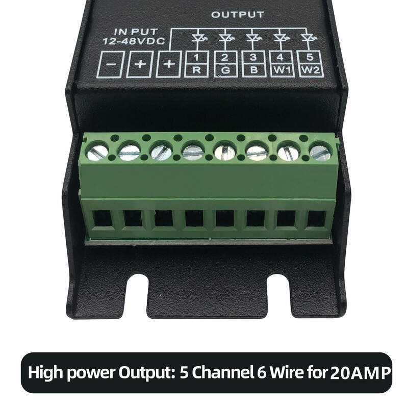 Controlador de atenuación DMX512 de 5 canales, controlador PWM LED para DC12V-48V con pantalla Digital RDM para luz RGBCCT,RGBWW,RGBW