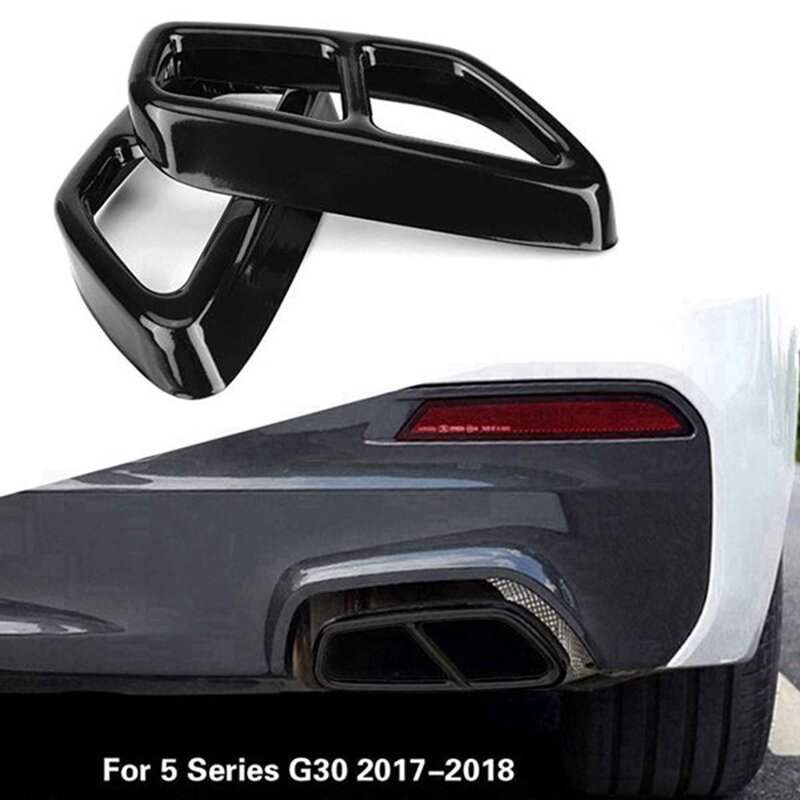 1 pasang aksesoris bagian pengganti penutup knalpot Tailpipe hitam ABS mobil untuk BMW 5 Series G30 528Li 530Li 2017-2018