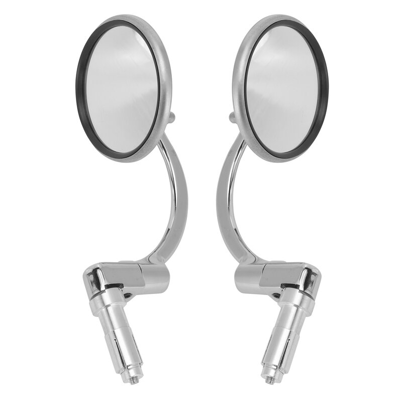 2 buah cermin spion bulat krom Universal cermin Bar ujung cermin untuk pembalap kafe skuter motor