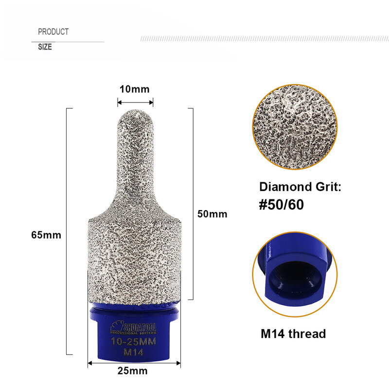 SHDIATOOL Vacuum Brazed Diamond finger Bits For Ceramic Tile Granite Marble Enlarge Shape Ceramic Beveling Holes Angle grinder