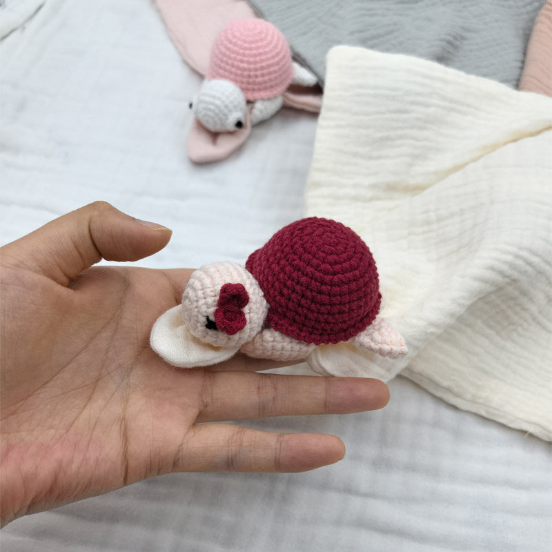 Baby Sleeping Toy Soother Towel Bib Animal Sea ​​Turtle Doll Infants Soft Comfort Bib Wooden Teether Ring Baby Security Blanket