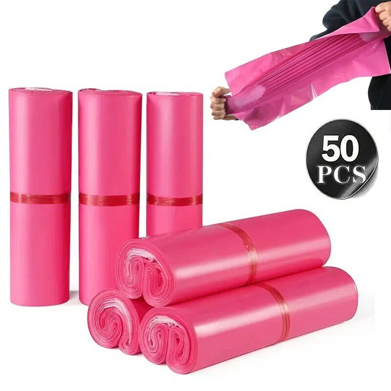 50 Stück rosa selbst klebende selbst klebende Kurier beutel Aufbewahrung beutel Kunststoff Poly Umschlag Mailer Postversand Versandt aschen
