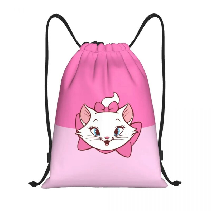 Ransel olahraga tali serut Marie kustom tas Gym untuk pria wanita belanja Manga kucing Sackpack