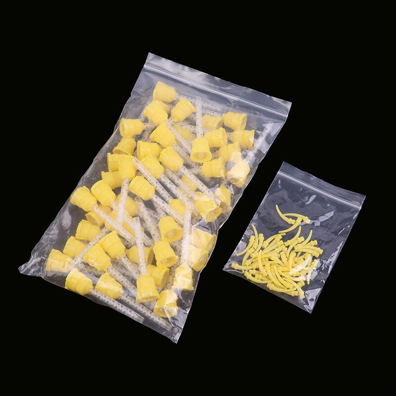 Boquillas de impresión desechables para cabezal mezclador, materiales dentales de goma de silicona 1:1, 50/100 piezas