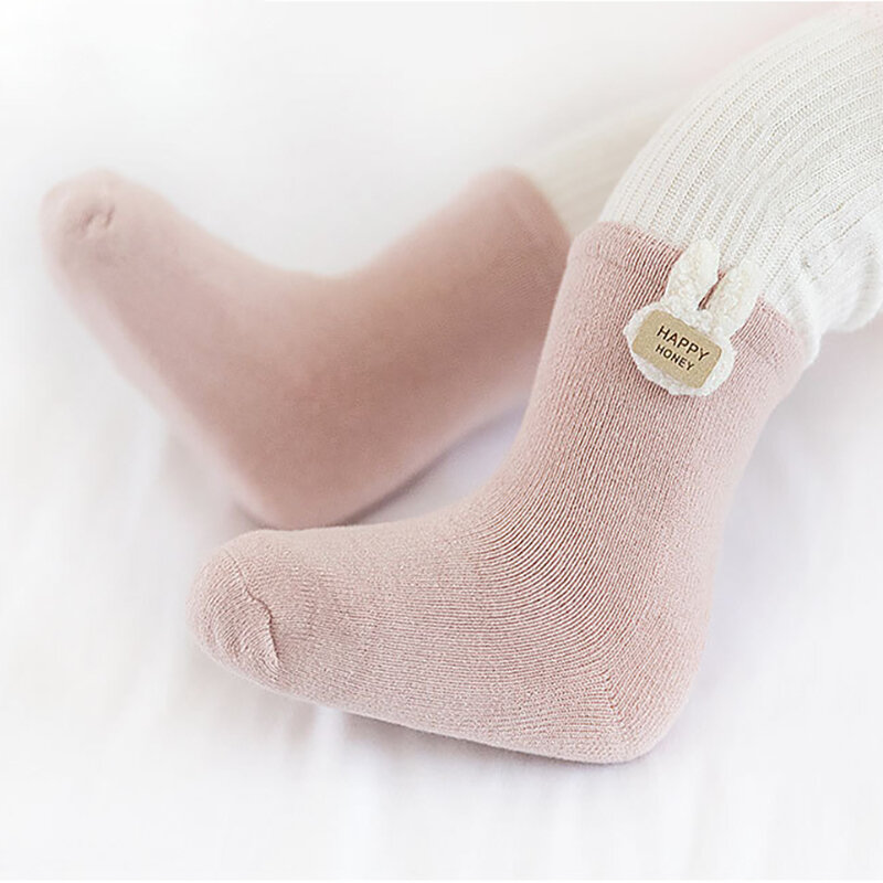 Baby Thick Warm Plush Socks, recém-nascidos Kids Socks, acessórios de desenhos animados, tubo médio, outono infantil, inverno, 3 tipos, lote