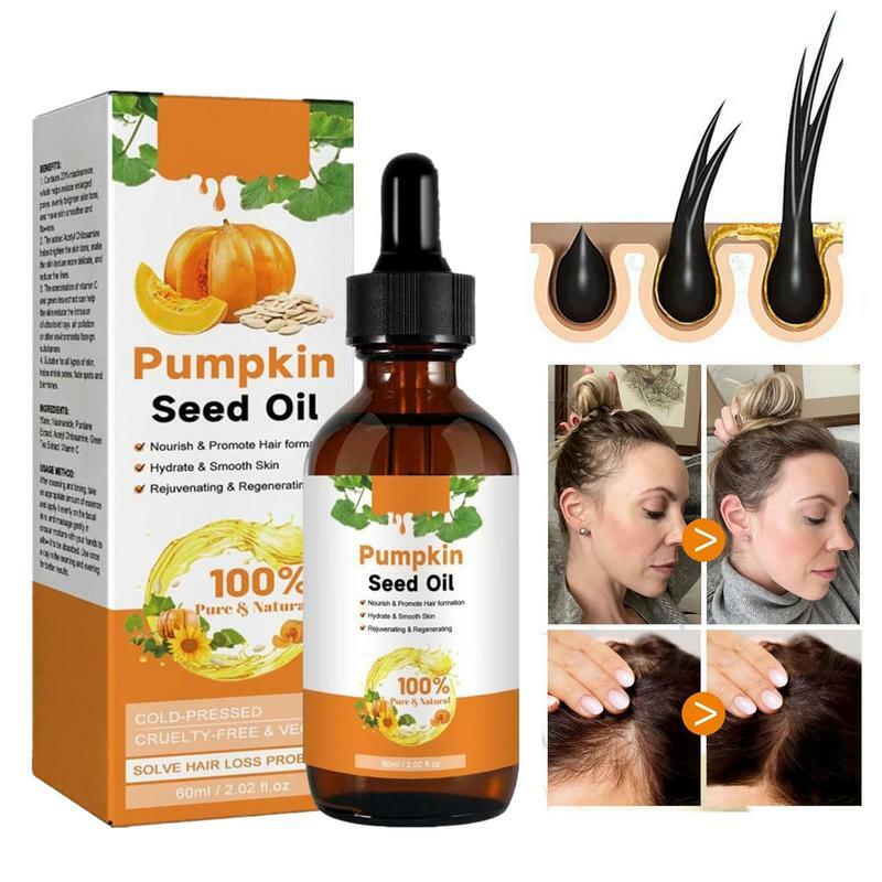 Aceite de semilla de calabaza para el crecimiento del cabello, producto nutritivo para la piel corporal, masaje del cuero cabelludo, reparación agrietada y seca, 60ml, nuevo