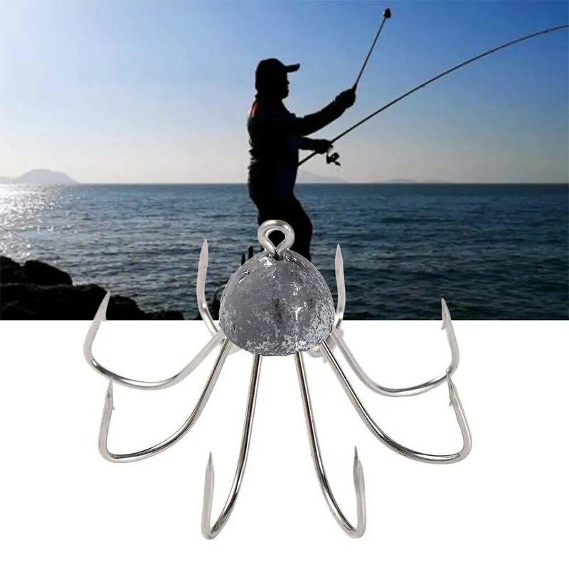1Pc Fishing Hook Bait Barb Fishhook Lure Tackle Box Size Carbon Steel Eight Claw Hook Fishing Gear Accessories of Octopus Hook