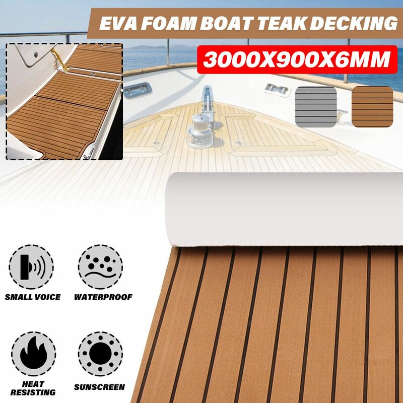 Suelo autoadhesivo de EVA para barco, alfombrilla de espuma para yate, cubierta de teca falsa, 3000x900x6mm