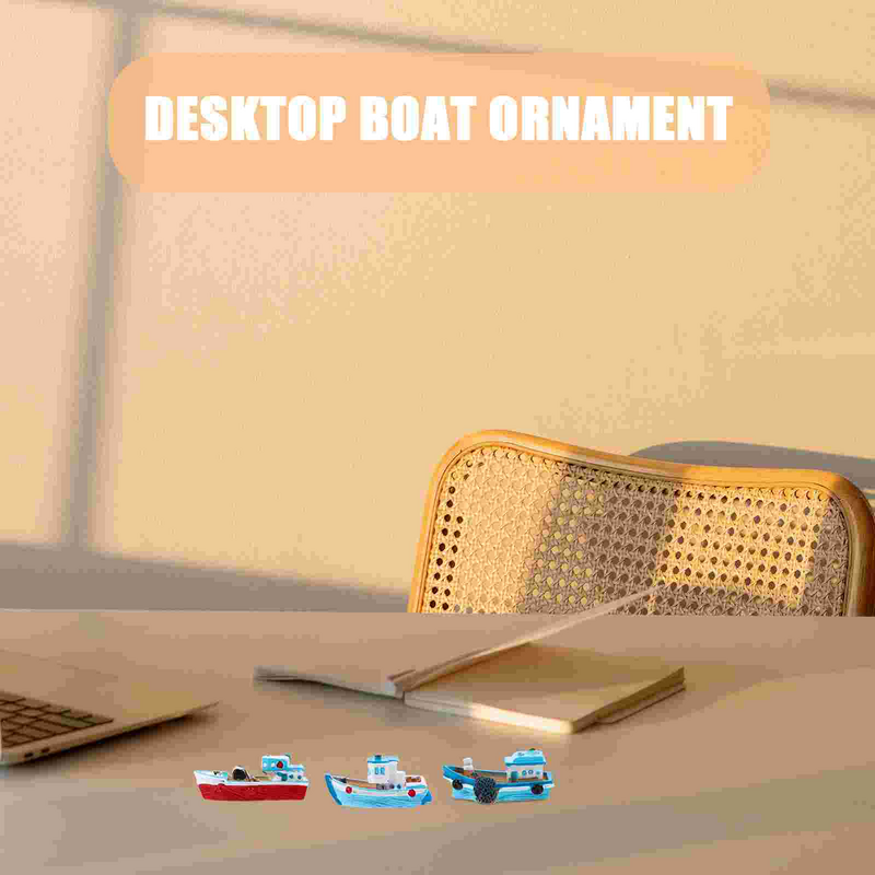 4 buah Toyate perahu pancing ornamen kantor rumah perahu layar tokoh Resin untuk Desktop