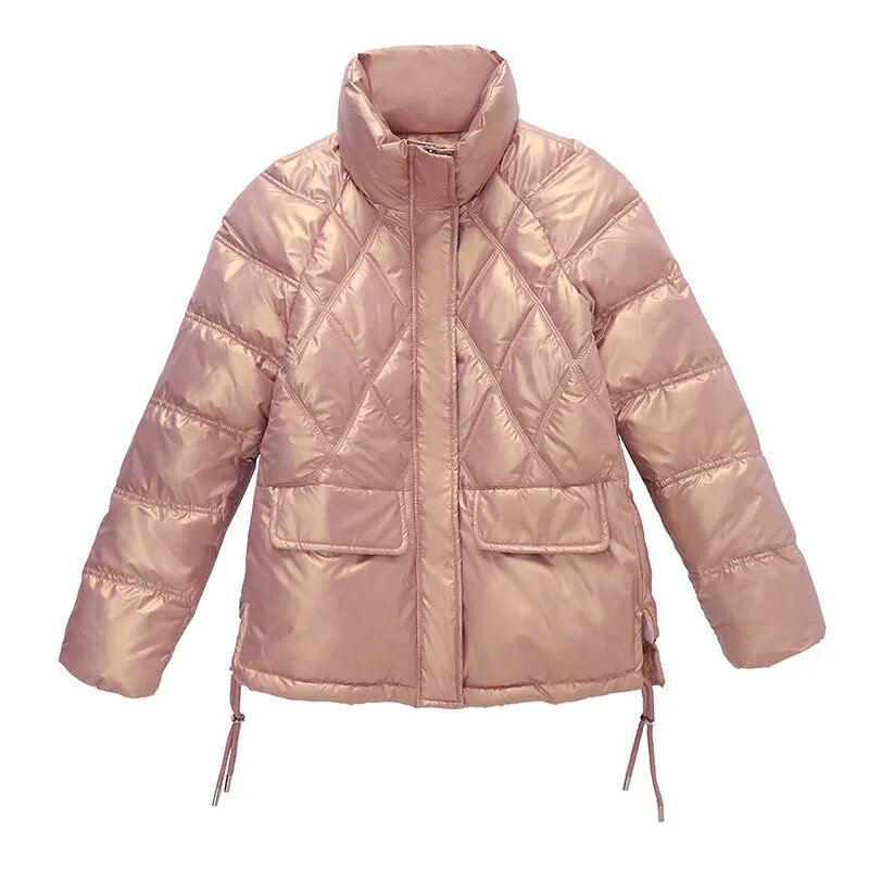 Женская Стеганая куртка на осень/зиму, свободная блестящая парка, повседневная верхняя одежда, Женская хлопковая короткая куртка, пальто, новинка 2020