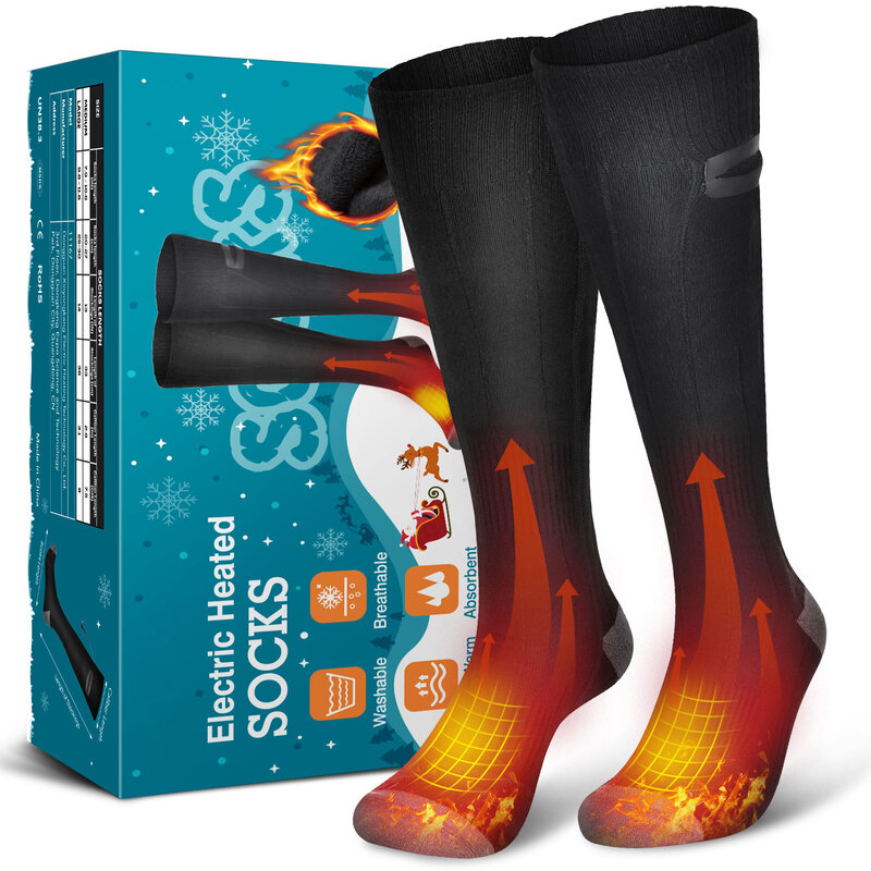 Inverno homem e mulher recarregável pé mais quente meias aquecidas para a caça acampamento caminhadas